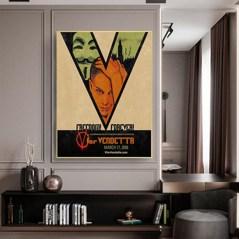 V wie Vendetta, 2005 Dystopische politische Aktion Klassisches Filmplakat Kunst Retro Poster Leinwanddruck Home Decor Wandgemälde
