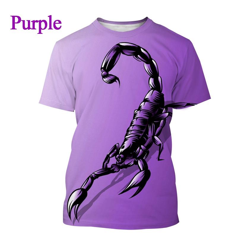 Men New Scorpion 3D Men's Printed T-shirt Fashion Personality Carnivore Unisex Casual Round Neck Animal Short-sleeved