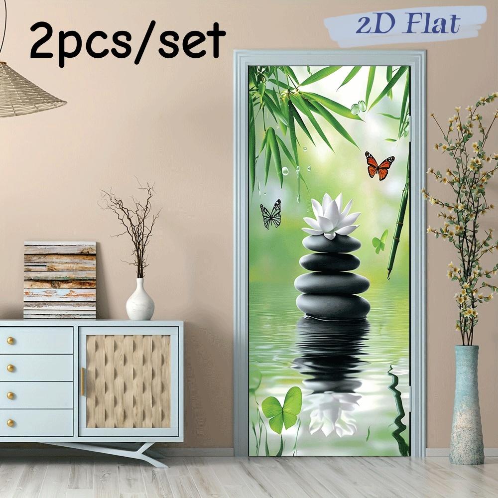 

2pcs Peaceful Zen Lotus Stone Pagoda Wall Stickers Modern Simple Living Room Entrance Decoration Stickers Self Adhesive Waterpro (as the picture,38.5x200cmx2)