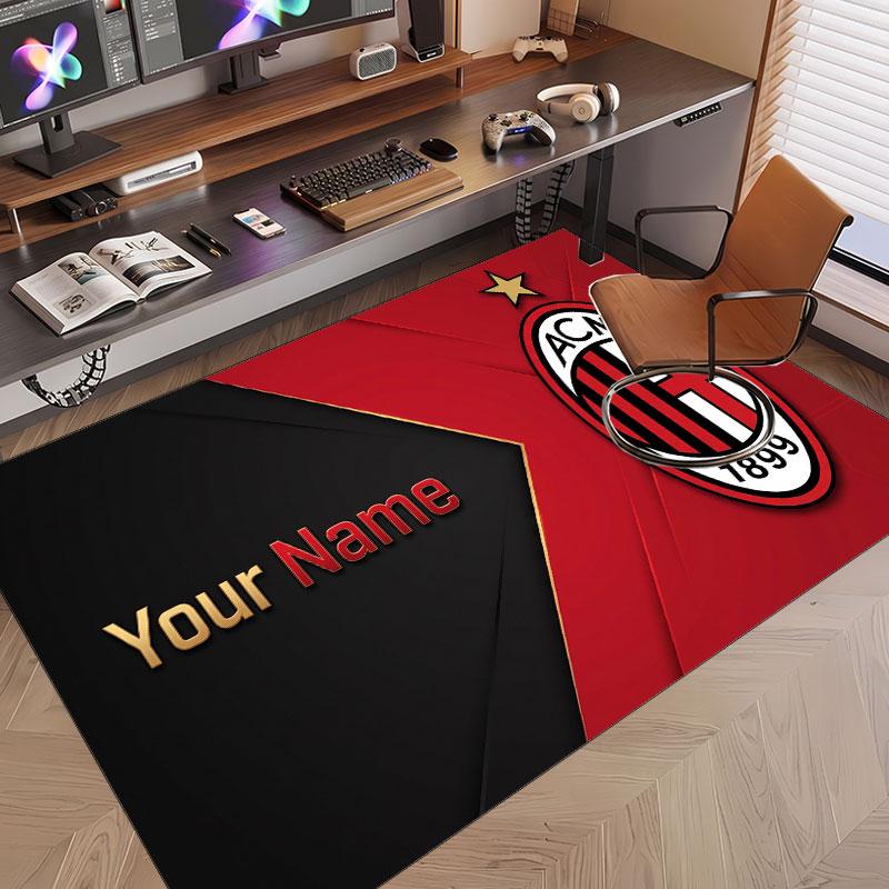 Custom Rug AC Milan Pattern Print Name Text Soft Non‑Slip Floor Carpet for Home Indoor Decoration