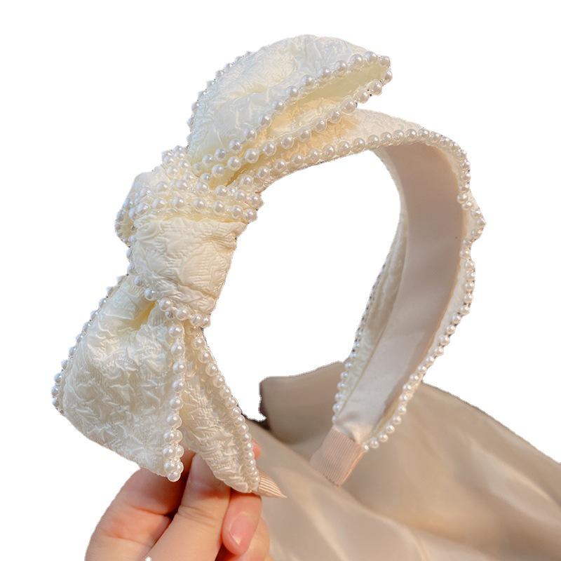 French Retro Pearl Knotted Headband - Elegant White Accessories for Spring & Summer