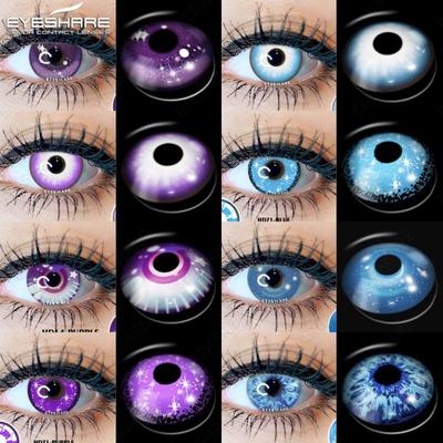 Lentilles de contact violettes pour cosplay, bleu, pour maquillage des yeux