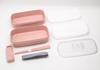 OSK Antibacterial Bento Light Hinoki Nopura with and Lunch Made in (OSK) Two-Tier Box, 330ml/320ml, Pink, (HKP) No. 3, Chopsticks, Divider, Belt,