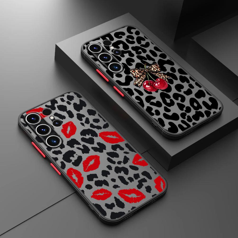 Funda Back Phone Cover Case for Samsung Galaxy S26 S23 FE S22 S21 S25 Ultra Note 20 Ultra 10+ S20 FE S24 Plus Leopard Butterfly