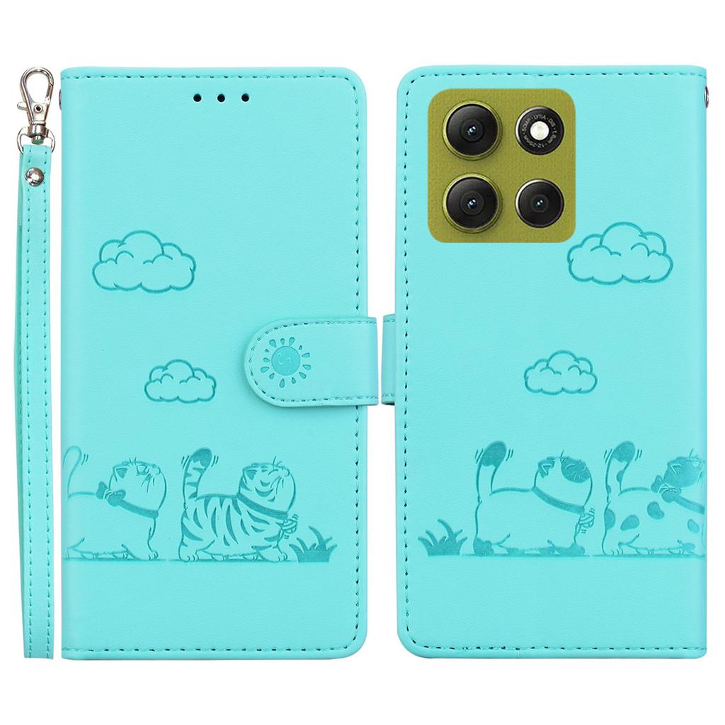 For Motorola Moto G86 5G Case RFID Blocking Kitten Pattern TPU+PU Leather Phone Cover with Wrist Strap
