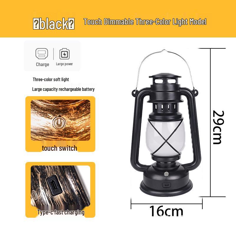 Cross-Border Retro Lantern: Charging Bar Table, Decorative Atmosphere, Outdoor Camping Desk Lamp