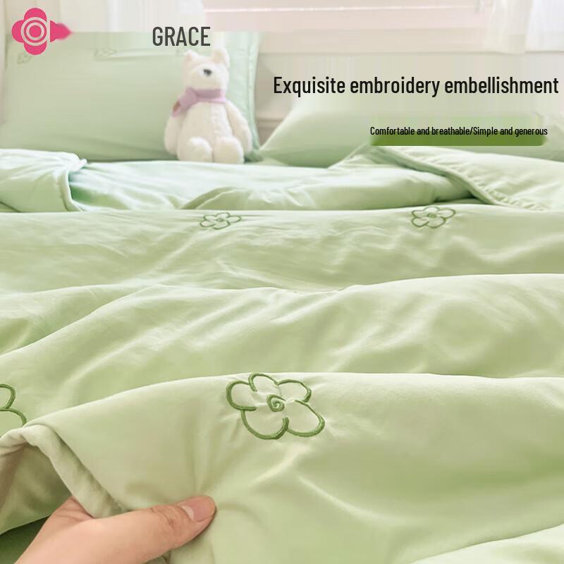 Jieliya Bestickte Gewaschene Baumwolle Sommerquilt-Set