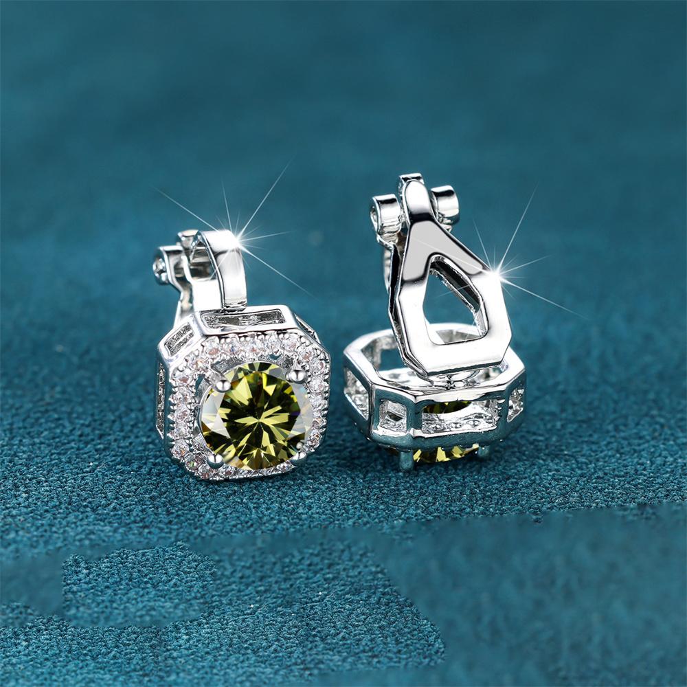 Cute Fmeale Blue Fire Opal Stone Square Clip Earrings Vintage  Color Wedding Jewelry For Women