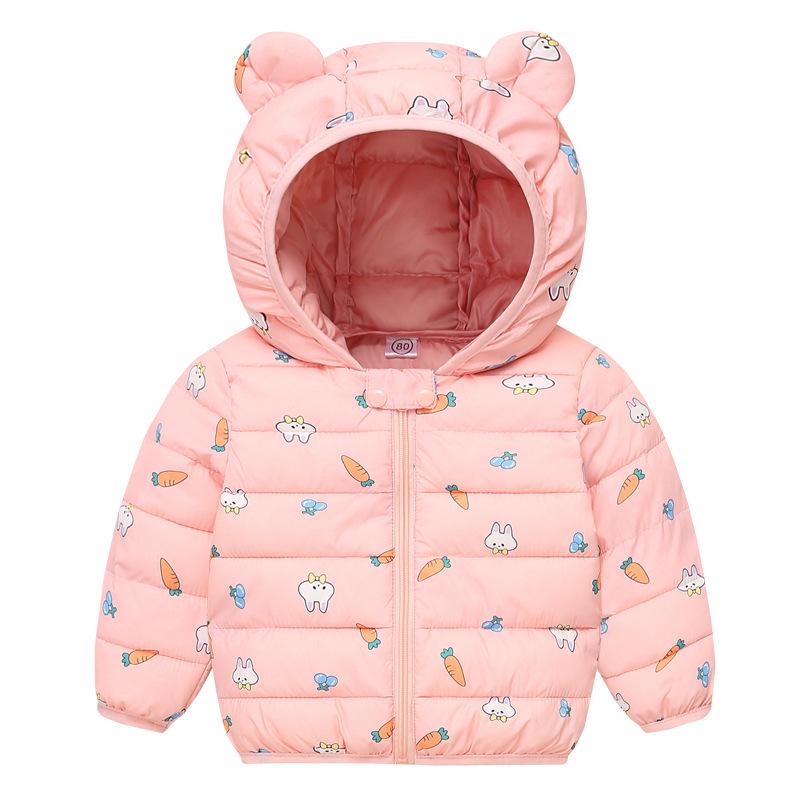 2025 Autumn/Winter Cartoon Style Kids' Down Cotton Jacket - Unisex Lightweight Baby Outerwear