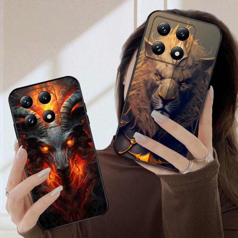 Luminous Lion Head For Xiaomi 11T 11 Ultra 12 12T Pro 14 15 13 Lite Mi Poco M4 5 M7 5G X4 X5 M6 C75 Pro X6 4G soft phone case