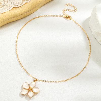 1 Bohemian Style Oil Drop Flower Pendant Necklace, Elegant Holiday Necklace, the Best Gift for Women