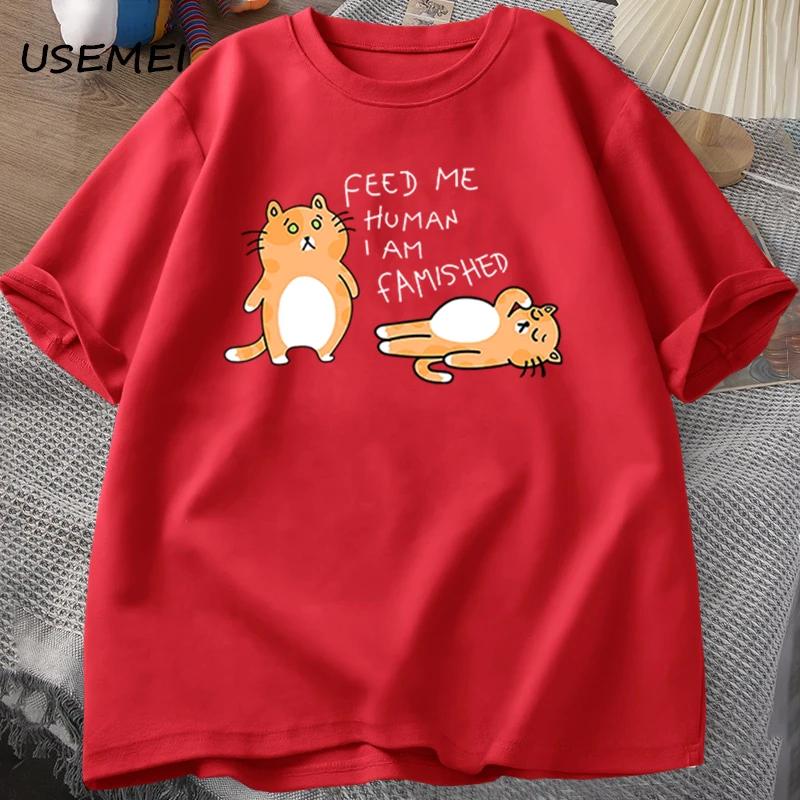 T-shirts Men Women Fuuny Cat Lovely Print T Shirt Summer Cotton Men's T-shirts Casual Harajuku Oversized Male Clothing Tees