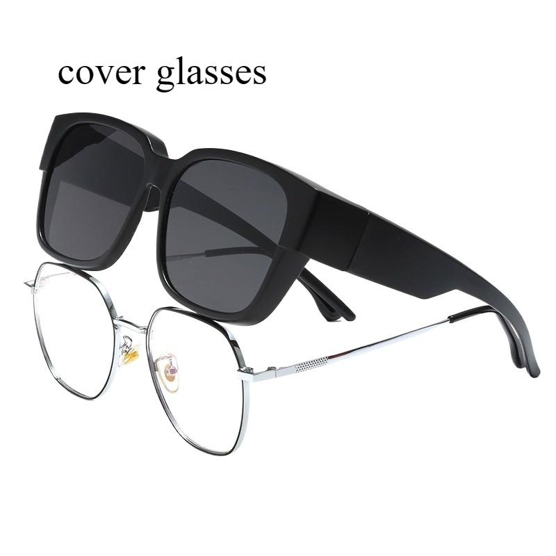 Viral Clip-On Sunglasses Large Frame for Nearsighted UV Protection Driving Over-Glasses Clips, Fashionable Sunshield Accessories
