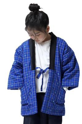 Tayutaf Children's Hanten (Assorted Hanten), Kurume Weave, Blue, Size 130 (Ages 9-10)