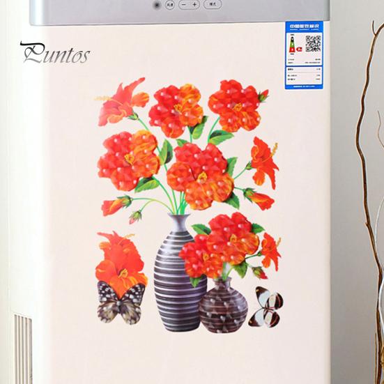 Vinyl Decal Wall Sticker Hot Stamping DIY Bright-colored Self-adhesive Flower Vase Home Decoration