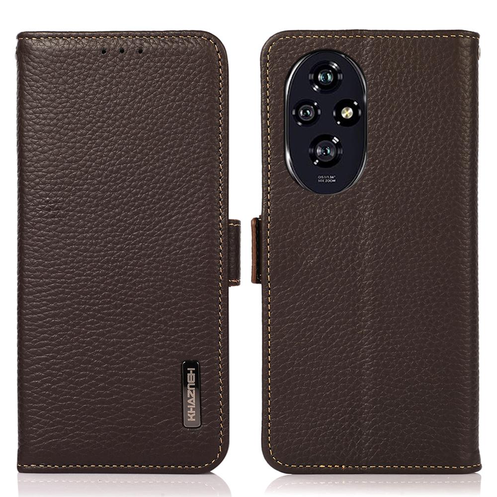 

KHAZNEH Чехол для телефона For Honor 200 Pro 5G с RFID-блокировкой, откидная крышка из натуральной коровьей кожи Brown