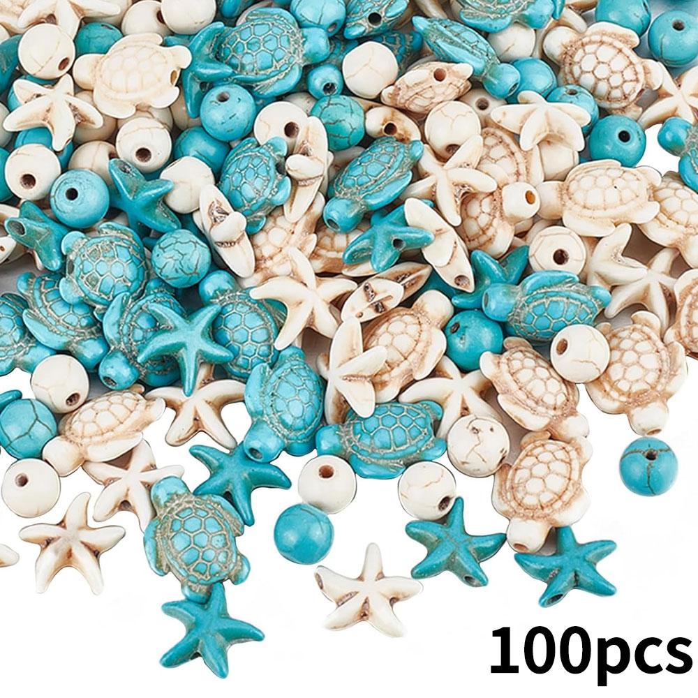 100pcs Turquoise Sea Turtle Zhuhai Star Bead Colorful Marine Life Bead Craft Bead Jewelry Making Bracelet Necklace Foot Chain DIY Supplies