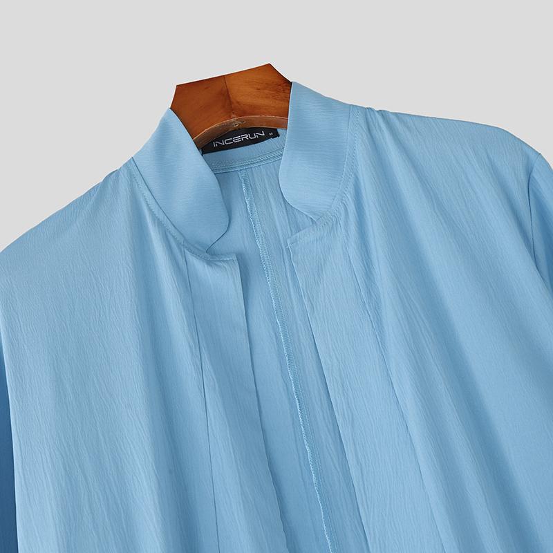 INCERUN Ανδρικές Πλεκτές Ζακέτες Κοντομάνικες με Όψη Υφής