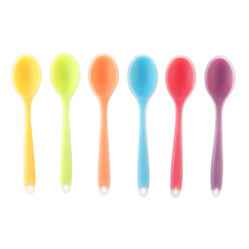 Colorful Silicone Spoon Heat Resistant Easy To Clean Non-stick Rice Spoons High Temperature Spoon Tableware Utensil Kitchen Tool