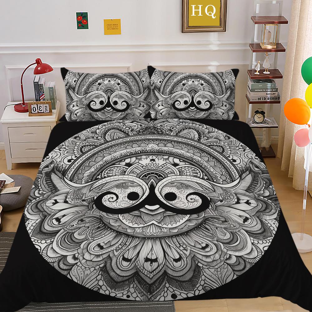 3D Datura Bedding Set Indian Style Duvet Cover 2/3pcs UK/US/AU/DE/UE Full Size Super Big Bed Room Washable Soft and Quick Drying Home Decoration