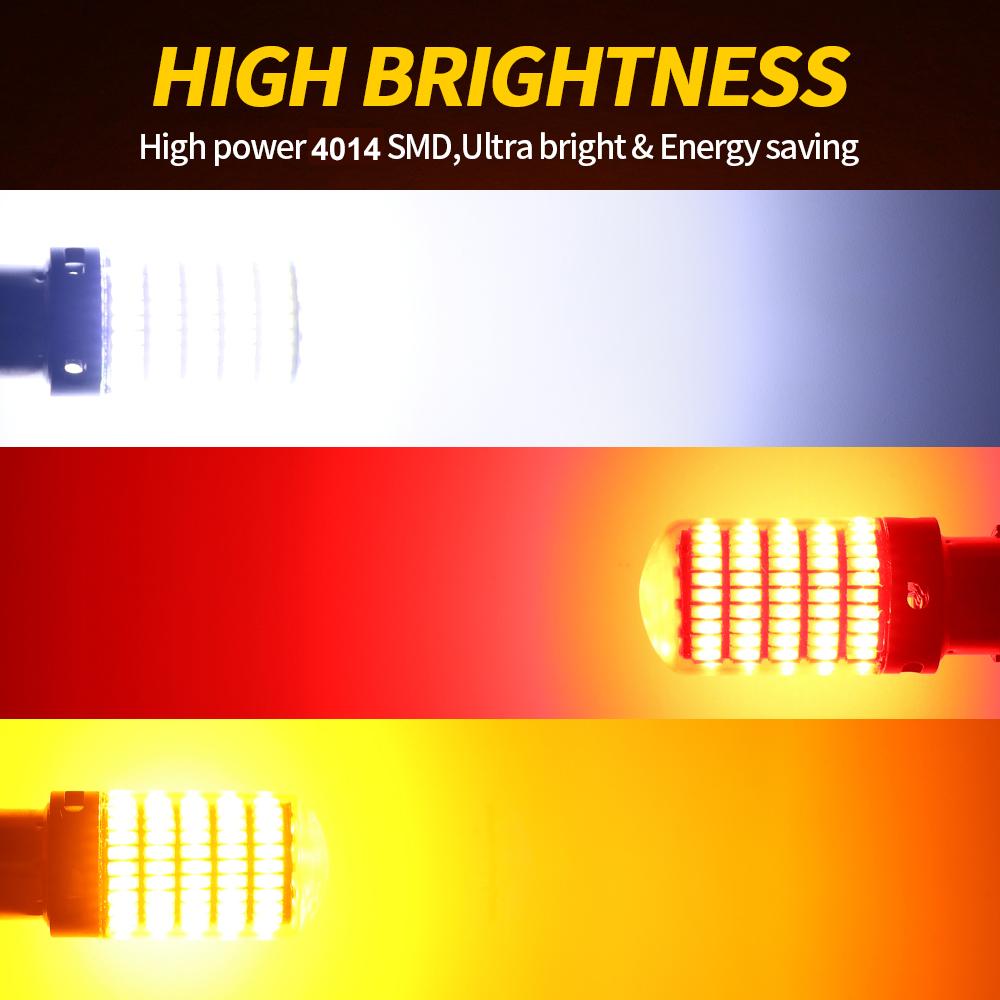 2X 7440 W21W WY21W W21/5W PY21W P21/5W Ba15s BAU15S 3157 T25 Car LED Bulbs Turn Signal Light 150SMD Brake Reverse Parking Lamps Bulbs 7