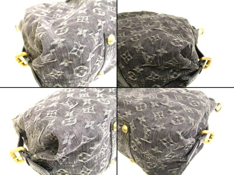Autentisk LOUIS VUITTON Monogram Svart Denim Håndveske med Stropp Neo Cabby GM #9734 Oppusset