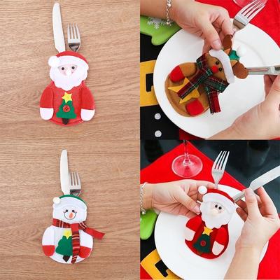 1pc Christmas Silverware Pockets Cover Xmas Party Home Table Dinner Spoons Forks Bags