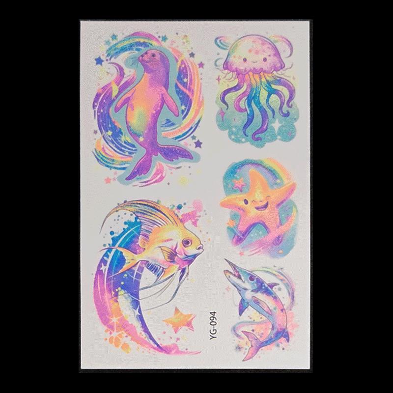 's New Fluorescent Butterfly Tattoo Sticker Music Festival KTV Concert Party Disposable Waterproof