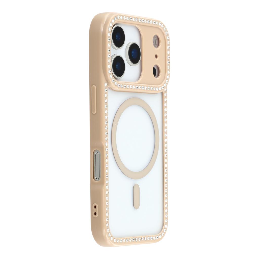 For iPhone 17 Pro Case Compatible with MagSafe Sparkling Rhinestone Decor TPU+PC Clear Phone Back Cover