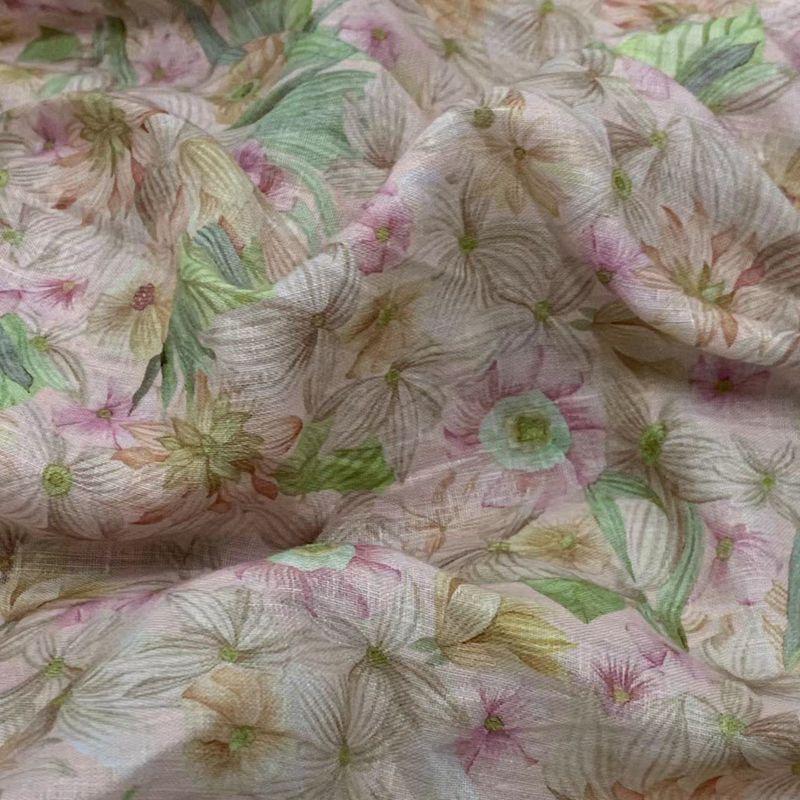 1/3/5M Soft Thin Flowing Pure Ramie Fabric Chinese Style Flower Pattern Ramie Fabric For Diy Sewing Summer Gown Cheongsam Dress