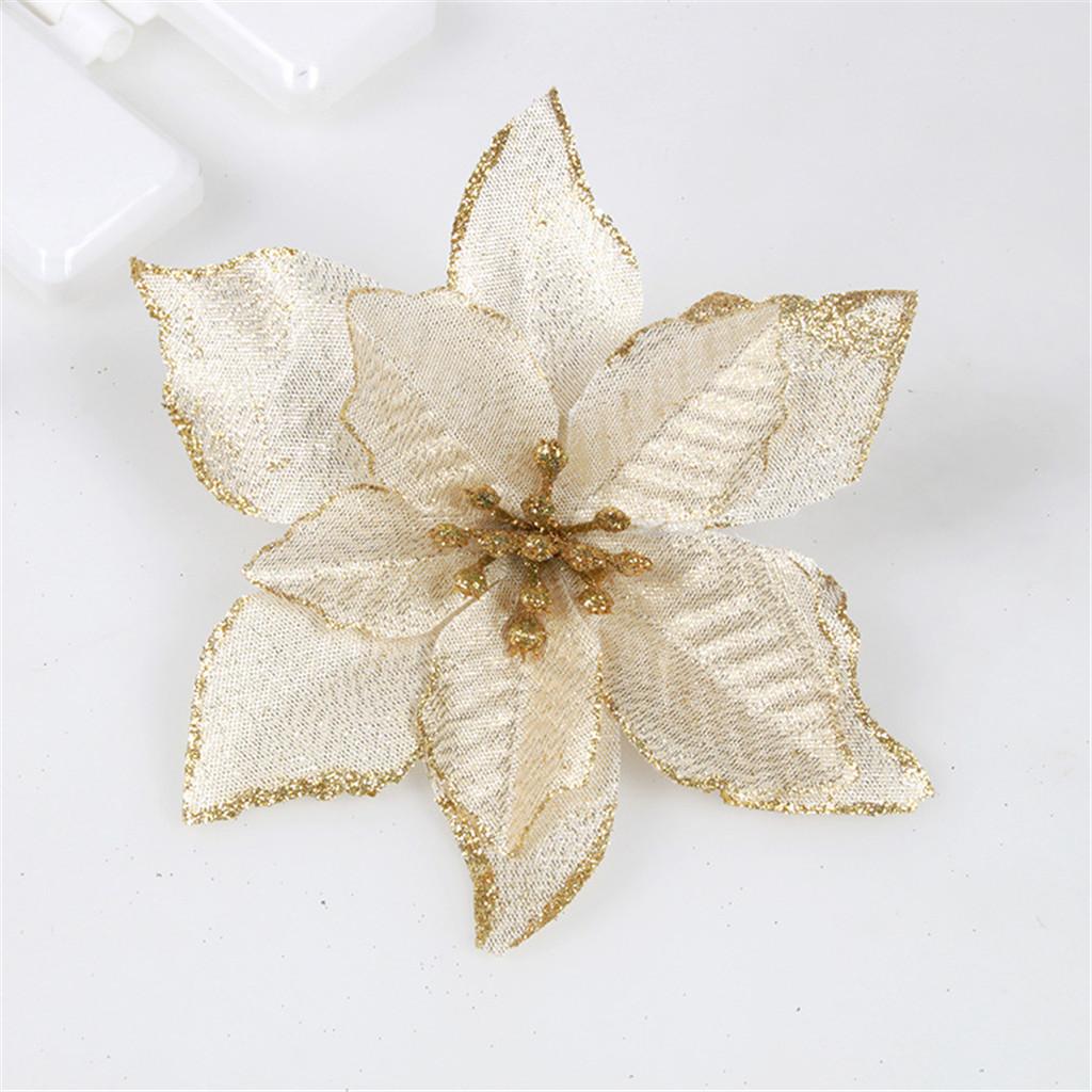 Artificial Fabric Flower Glitter Wedding Party Decor Christmas  Tree Decoration