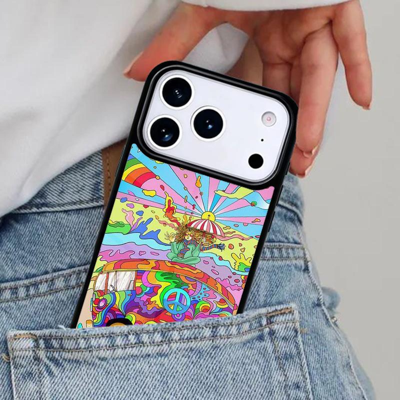 

Hippy Peace Bus Cat Phone Case for iPhone 16e 15 14 13 12 17 Pro Max Plus Air 17pro Cover Coque iPhone 12 mini