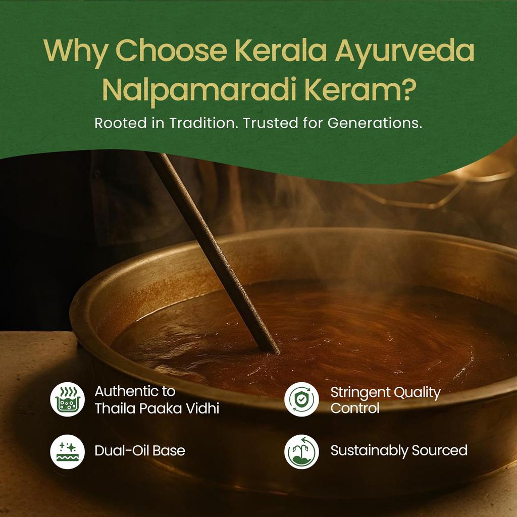 Kerala Ayurveda Nalpamaradi Keram | Ayurvedic Tan Removal & Pigmentation Oil for Face & Body | Turmeric Oil for Glowing Skin & Radiance | 200 ml