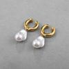 Vintage Drop Earrings Elegant Round Earclip High Quality Baroque Pearl Earrings  for Women