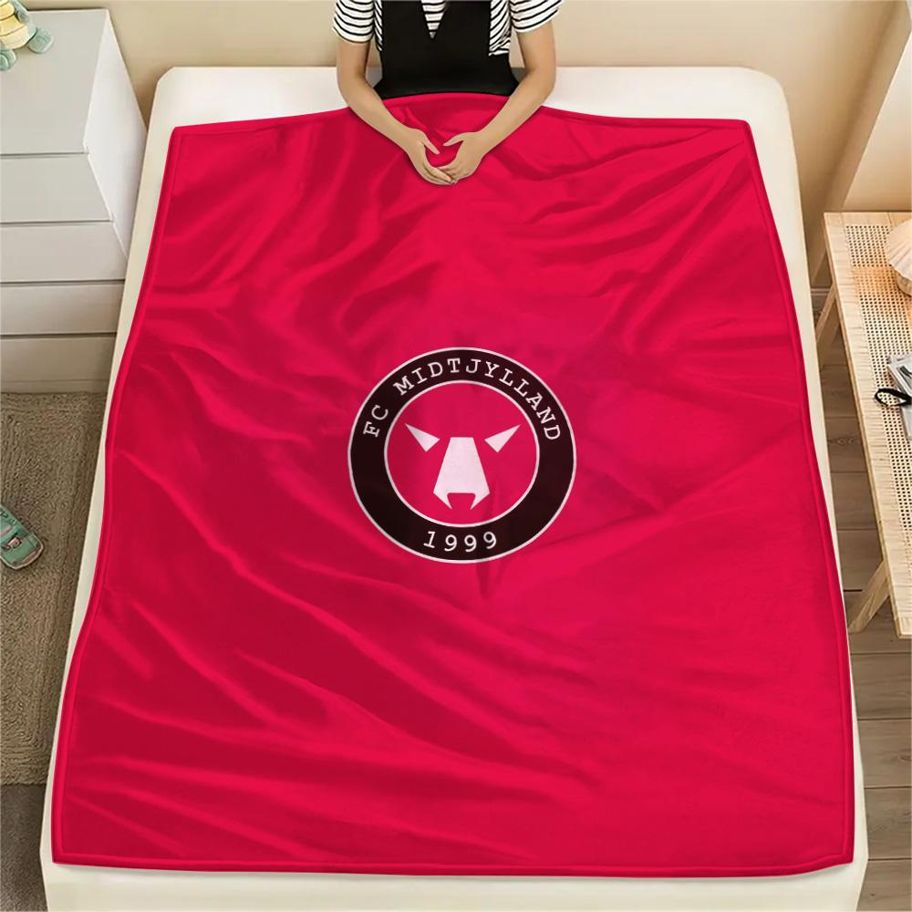 FC Midtjylland Flanelldecke mit Aufdruck, Hohe Qualität, Bequem für alle Jahreszeiten, Heimdekoration, Wärme und Komfort