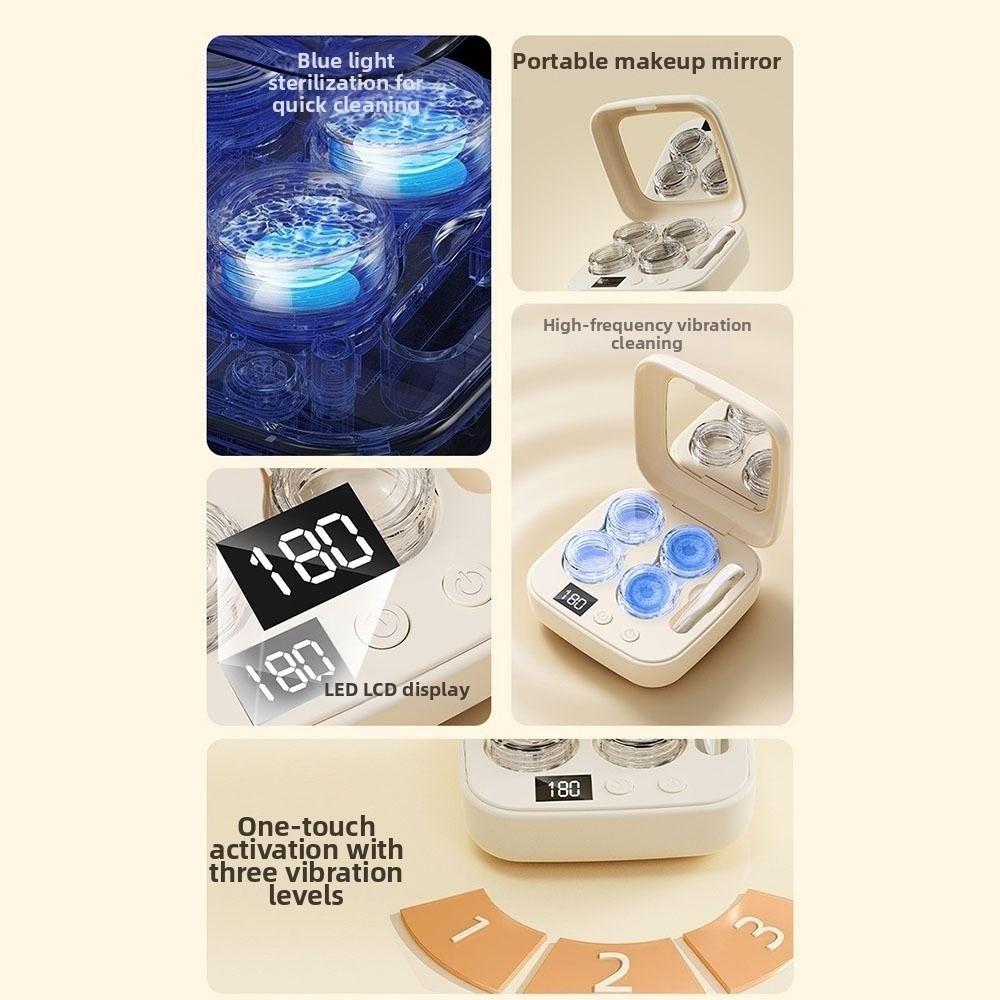 High-frequency Vibration Contact Lens Cleaner USB Rechargeable Ultrasonic Lens Cleaner  Travel Use