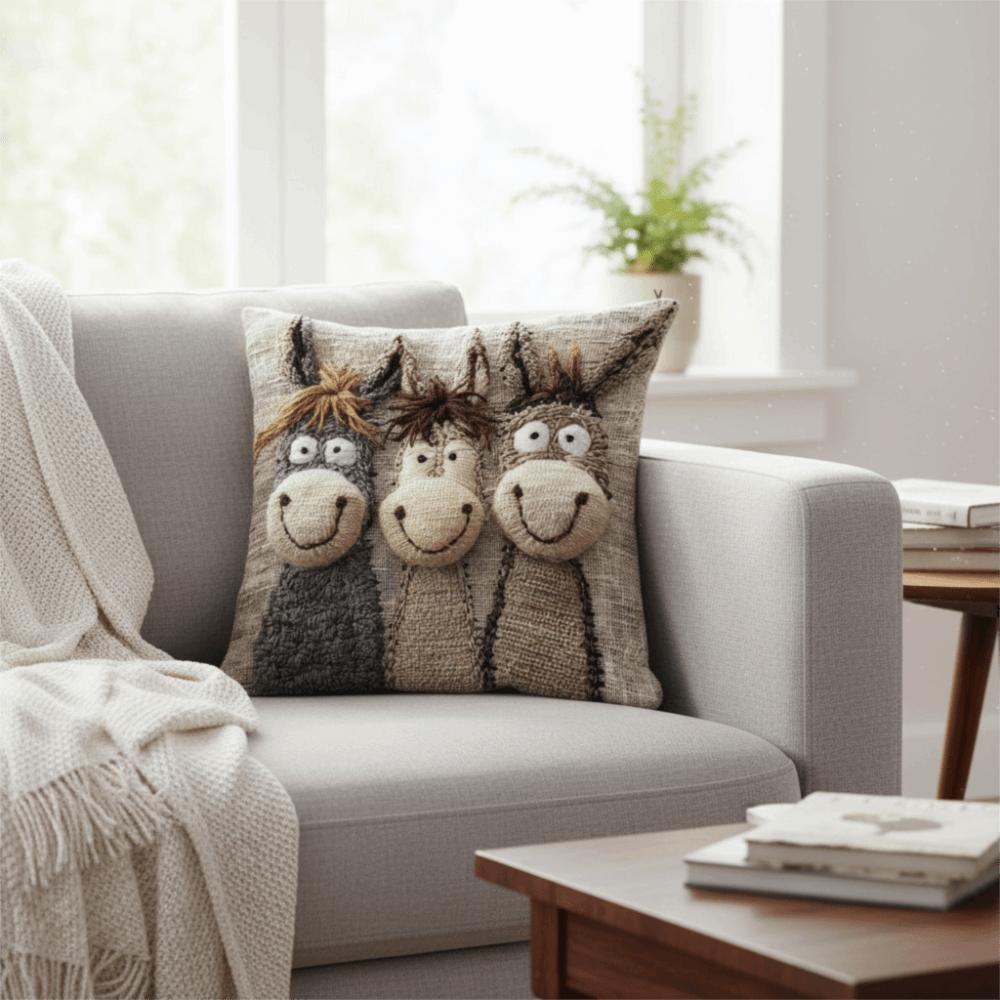 45cm Throw Pillow Covers Cartoon Donkey Material Pillow Case 2D Print Washable Decorative Pillowcase Home Decorative