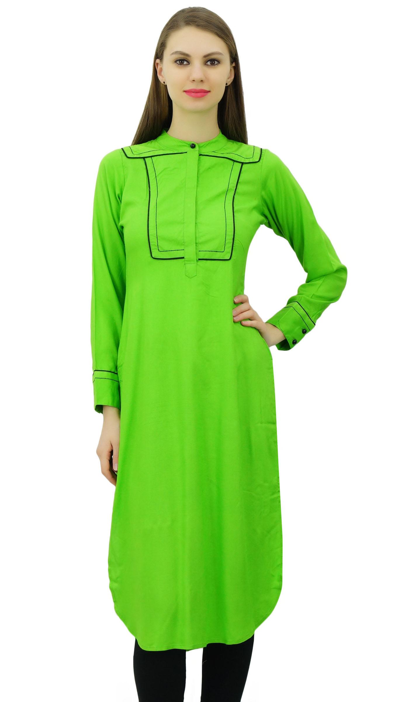 

Phagun Designer Indian Rayon Punjabi Kurta For Womens Ethnic Straight Casual Tunic 8 зелений