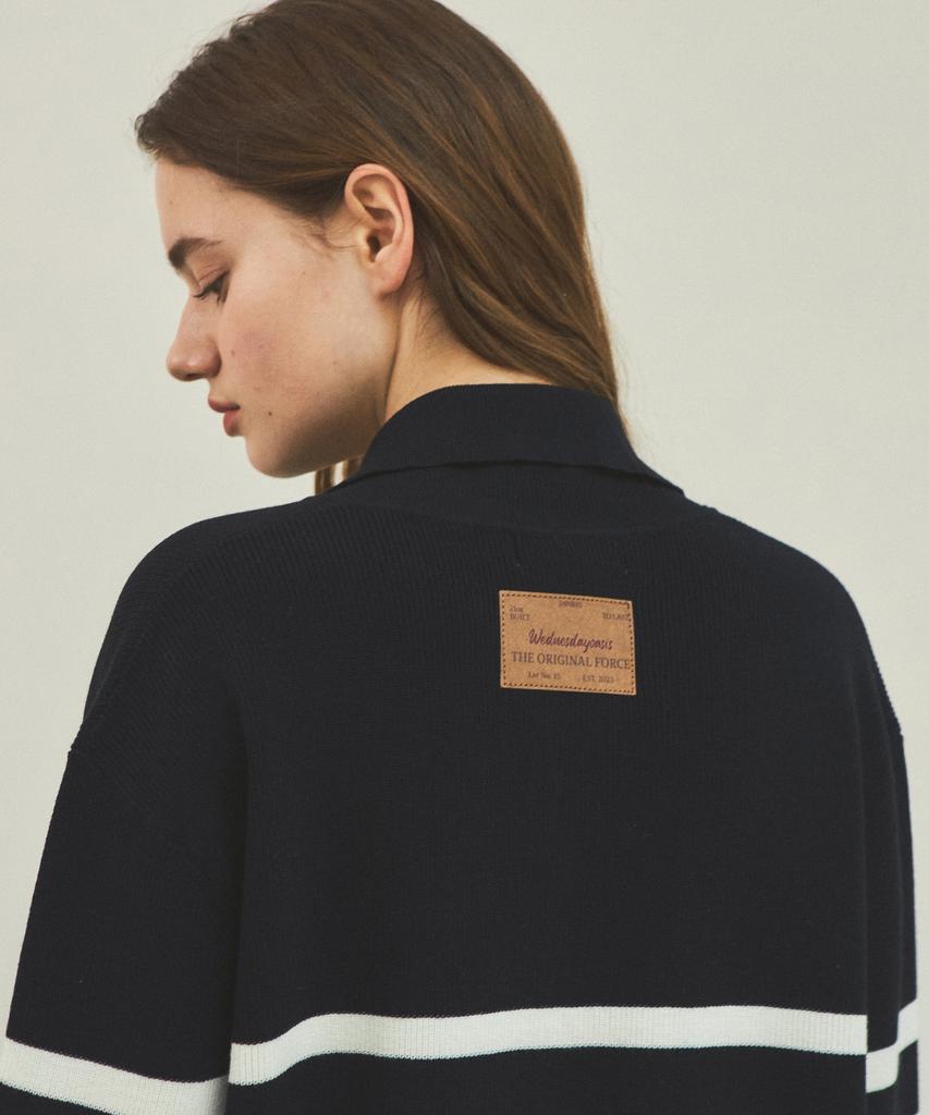 Wednesday Oasis For Woman W/Always High-Neck Striped Knit Zip-Up_2 Colors (Wc25-Kn06)