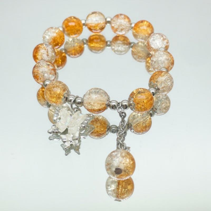 Luxury Glass Beads Crystal Bracelet For Women Fashion Butterfly Feather Tassel Pendant Bracelet Jewelry Accessories Gifts