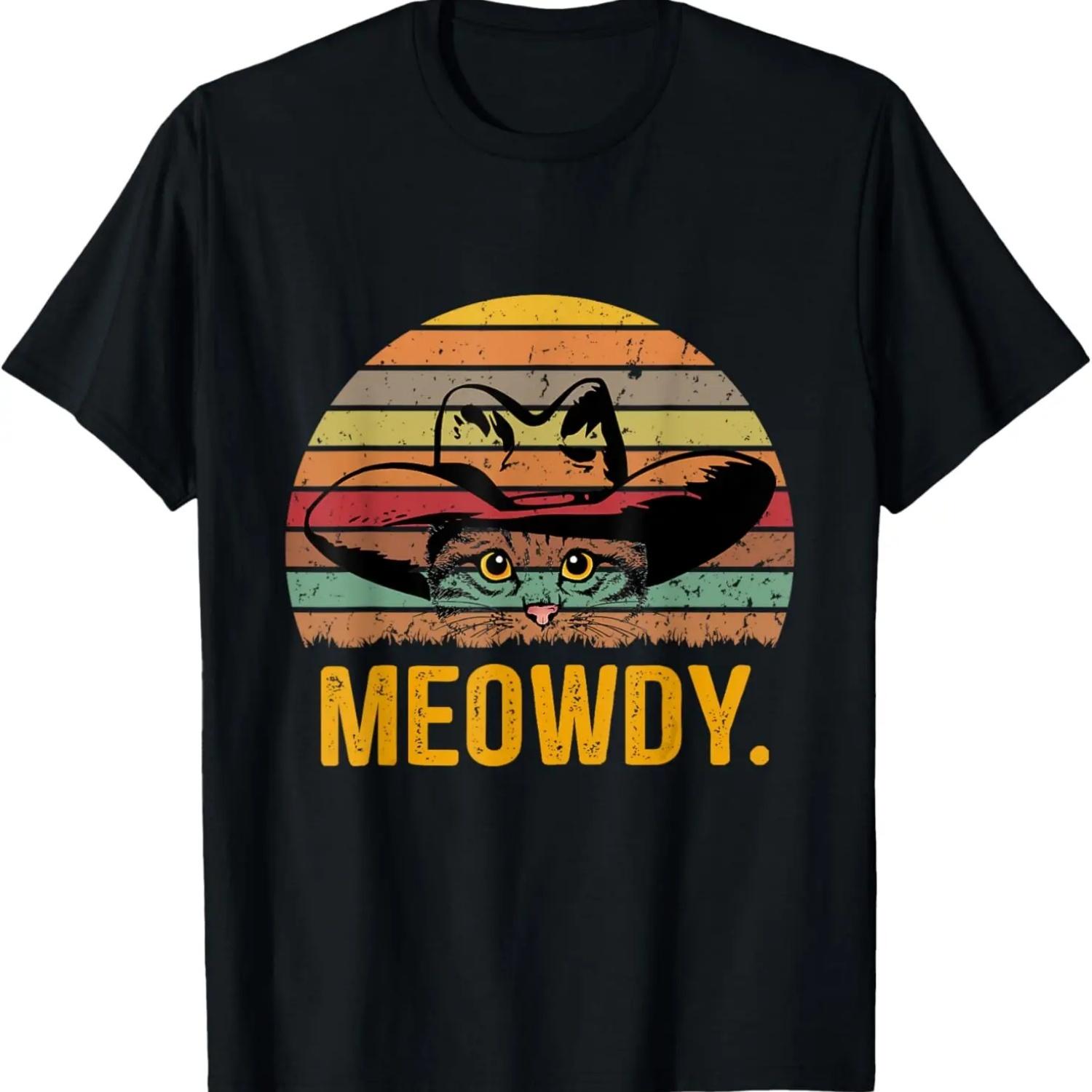 

Meowdy Funny Mashup Between Meow and Howdy - Love Cat Meme T-Shirt S