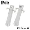 10 Paare Club Promi Ins Mode Lustig Kreativ Magnetische Anziehung Hände Schwarz Weiß Cartoon Augen Paare Socken Socken