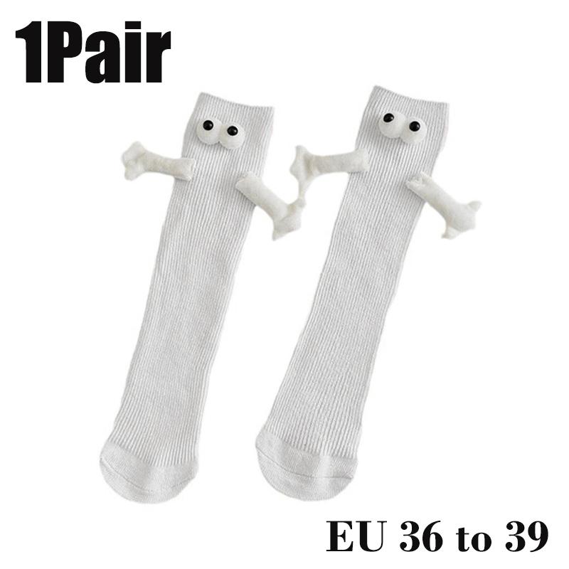 10 Paare Club Promi Ins Mode Lustig Kreativ Magnetische Anziehung Hände Schwarz Weiß Cartoon Augen Paare Socken Socken
