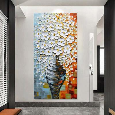 Abstraktes Weißes Blume Leinwandgemälde Wandkunst Poster Und Drucke Abstrakte Wandkunstwerke Bilder Für Wohnzimmerdekor