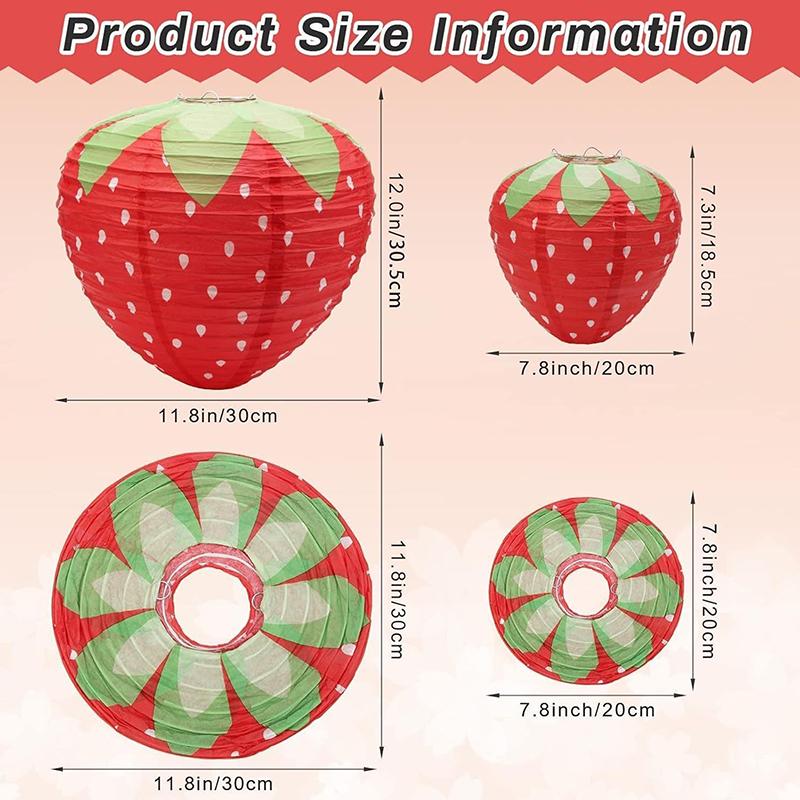 1Pc 3D Strawberry Paper Lanterns Birthday Baby Shower Party Decoration Hanging Strawberry Ornament Background Garden Decor