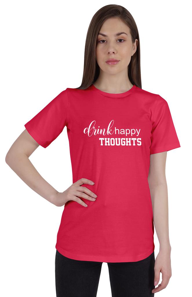 Inkmeso Damen Zitat Top   Trink fröhliche Gedanken   Grafikdruck T-Shirt