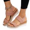 Plus Size Elastic Band Wedge Sandals, Women's Summer 2025, Slip-on Thick Sole Open Toe Sandals