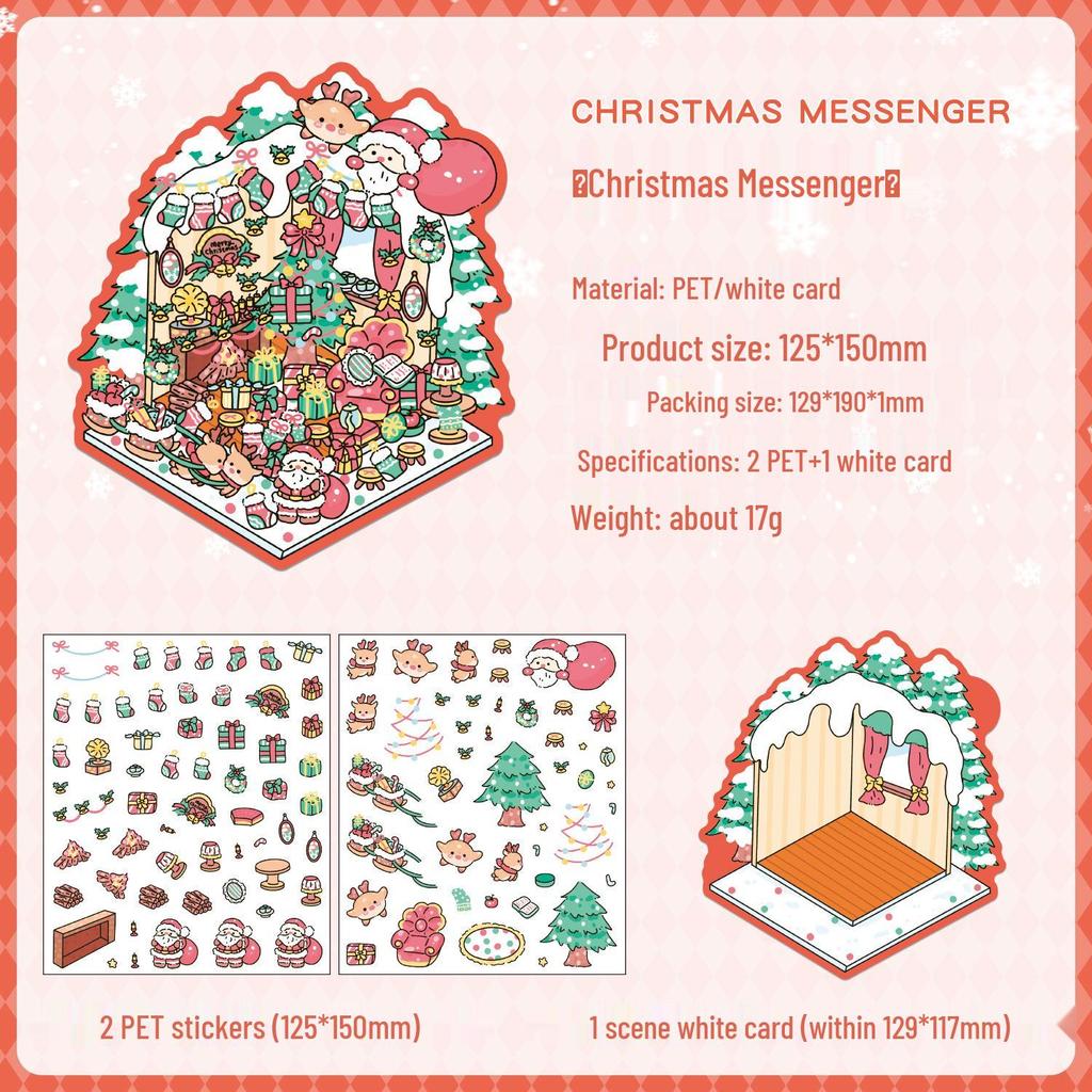 Yuezhen 3D Creative Christmas Eve Scenery Stickers for Kids