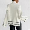 Women's Casual Fashion Colorblock Knitted Brushed Turtleneck Long Sleeve Top