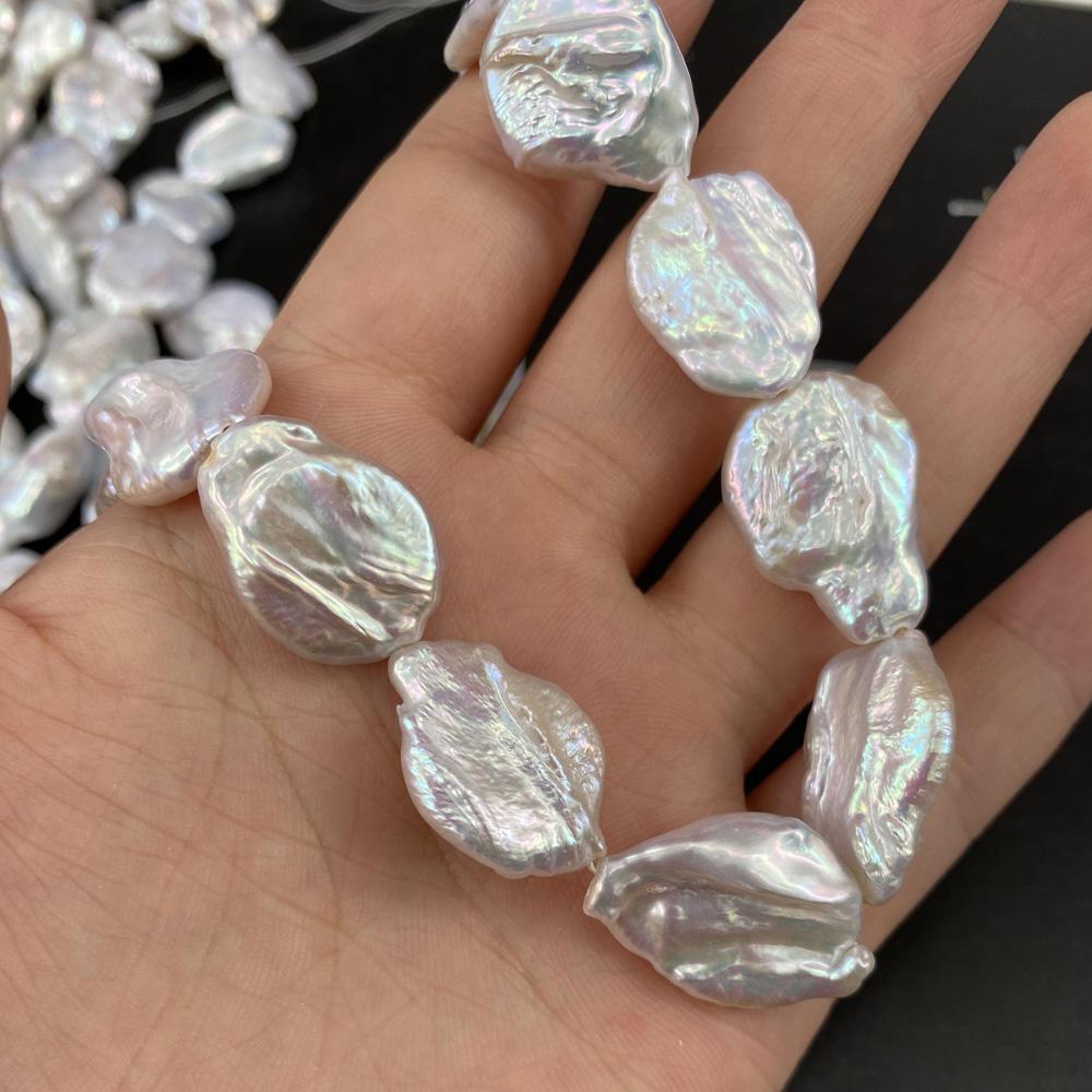 1String, Irregular Pearls, 15×25-18×27mm, White Natural Freshwater Pearl Beads for Jewelry Making DIY Supplies, Women's Craft Gifts 36cm